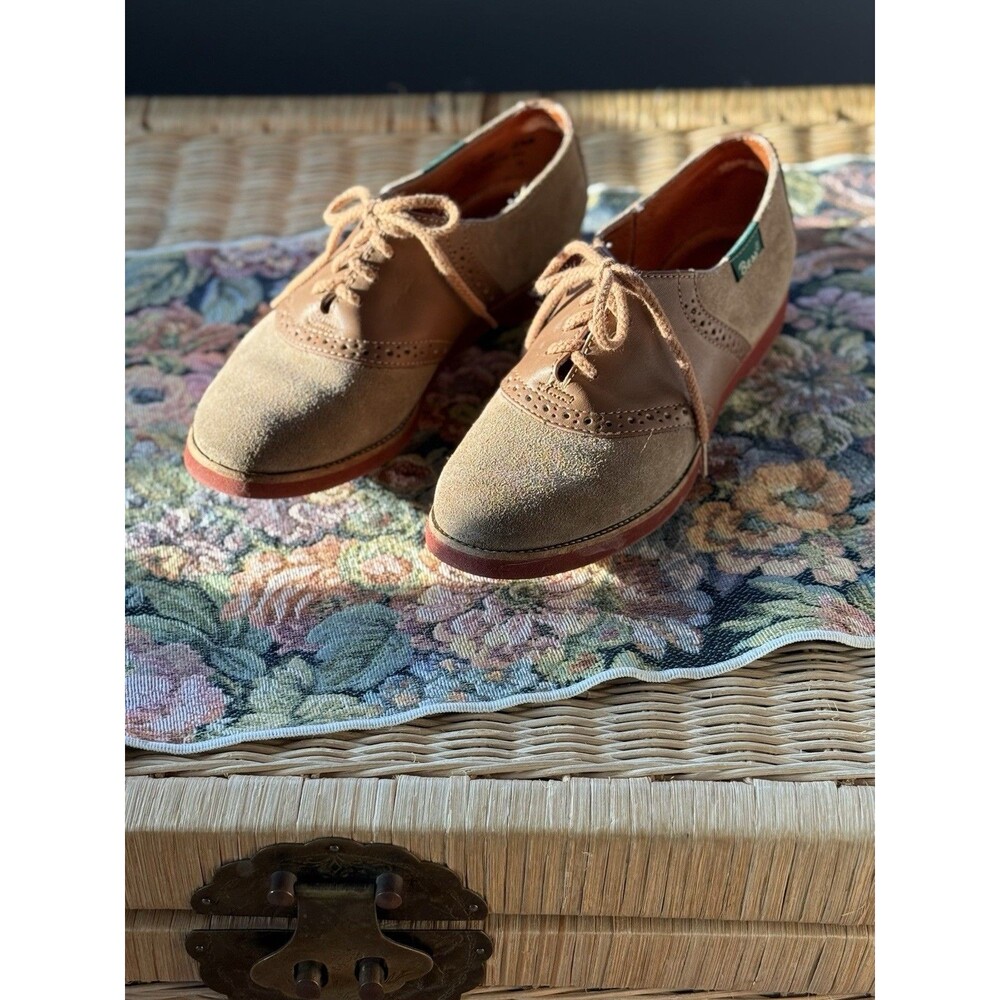 Vintage G.H. Bass “Saddles & Bucks” Saddle Shoes Tan Suede Leather Oxfords 6.5M - Picture 3 of 9
